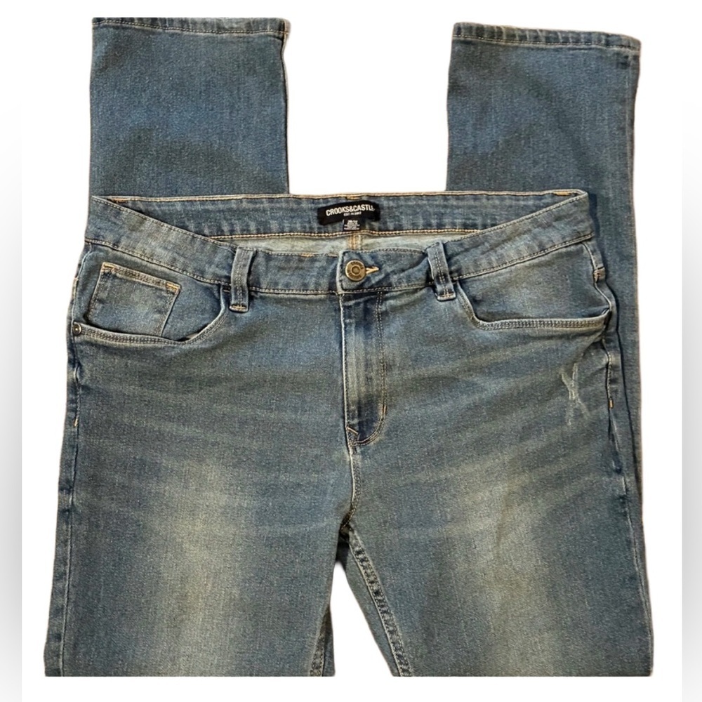 Crooks & Castles Men’s Jeans 36x32 Mid Wash Blue Straight Leg Casual Streetwear - Picture 1 of 16
